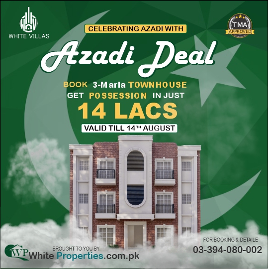  White Villas pecial Azadi Offer for TownHouse easy Payment Plan